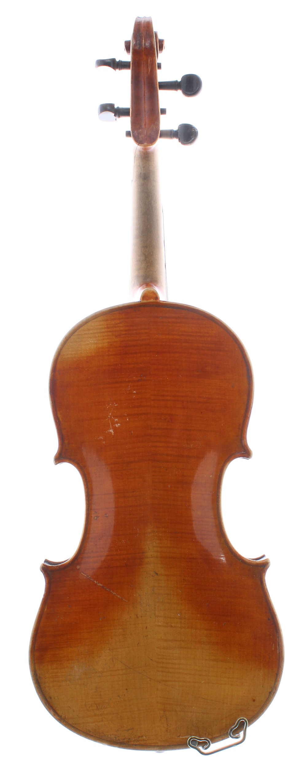 20th Century violin labelled Joseph Guarnerius..., 14 3/16", 36 cm, with 4 various nickel mounted - Image 2 of 3