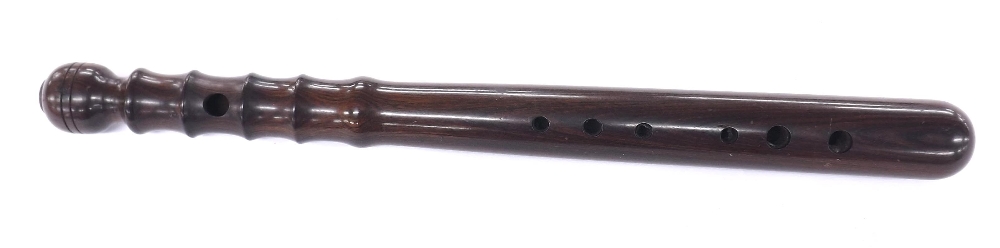 Rare old novelty rosewood flute in the form of a police truncheon, 15.5" long