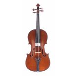 Early 20th century three-quarter size Stradivari copy violin, 12 15/16", 32.90cm