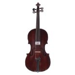 French three-quarter size violin labelled Celebre Vosgien, 13 1/16", 33.20cm