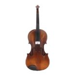 French violin circa 1900 labelled Georg Kloz..., also branded Klotz below the button, 14 1/8", 35.