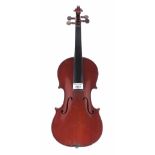 French three-quarter size violin Modele d'apres Antonius Stradivarius.., 13 3/8", 34cm
