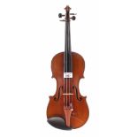 Early 20th century German three-quarter size Stradivari copy violin, 13 1/4", 33.70cm