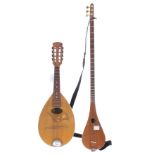 Matthew Cox Gig Stick dulcimer; together with a pear shaped mandolin (2)