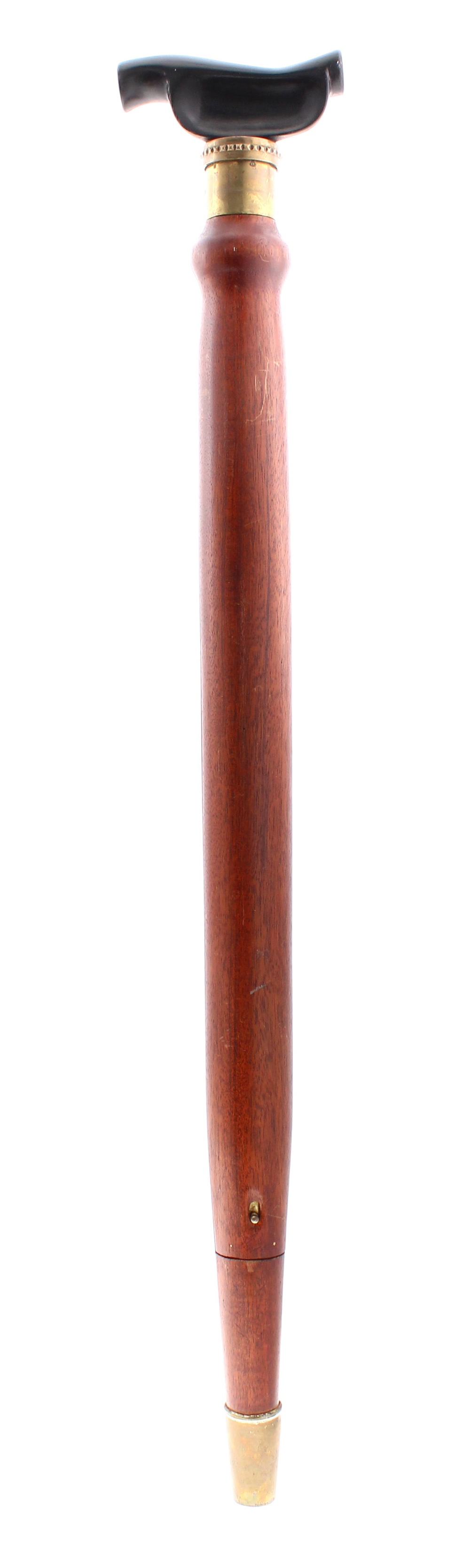 19th century walking stick violin, within a tapering cylindrical mahogany case with brass terminals, - Image 2 of 2