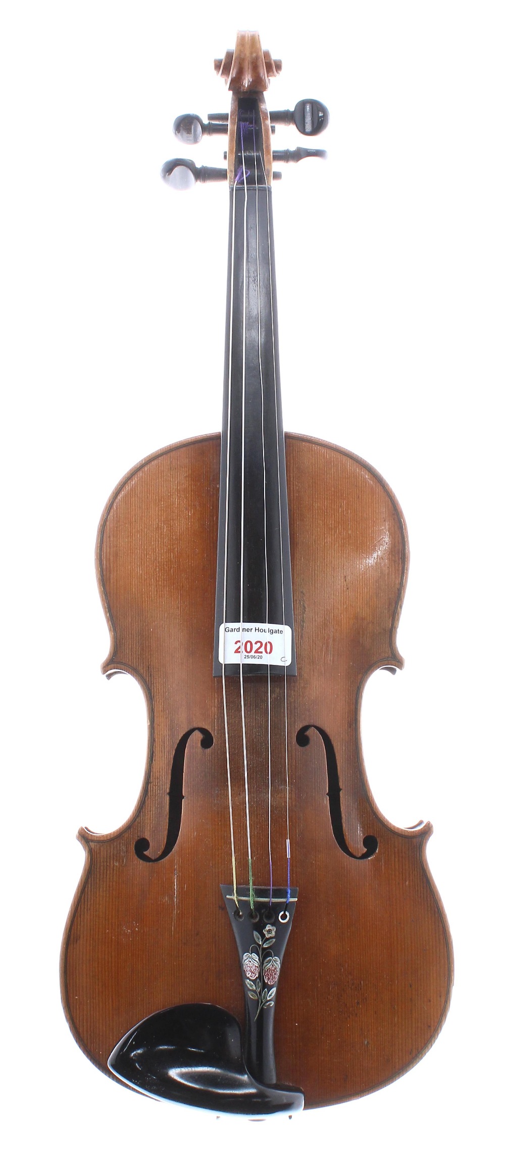 Early 20th Century Stradivari copy violin, 14 3/16", 36 cm, case