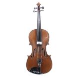 Early 20th Century Stradivari copy violin, 14 3/16", 36 cm, case