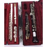 Leslie Sheppard oboe with thumb plate; also a Bach USA 1001 silver plated flute, both cased (2)