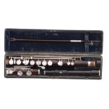 Composite rosewood flute by and stamped Rudall Carte & Co, 23 Berners Street, Oxford Street, London,