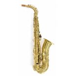Good gold lacquered King alto saxophone inscribed made by the H.N. White Co. Cleveland, with