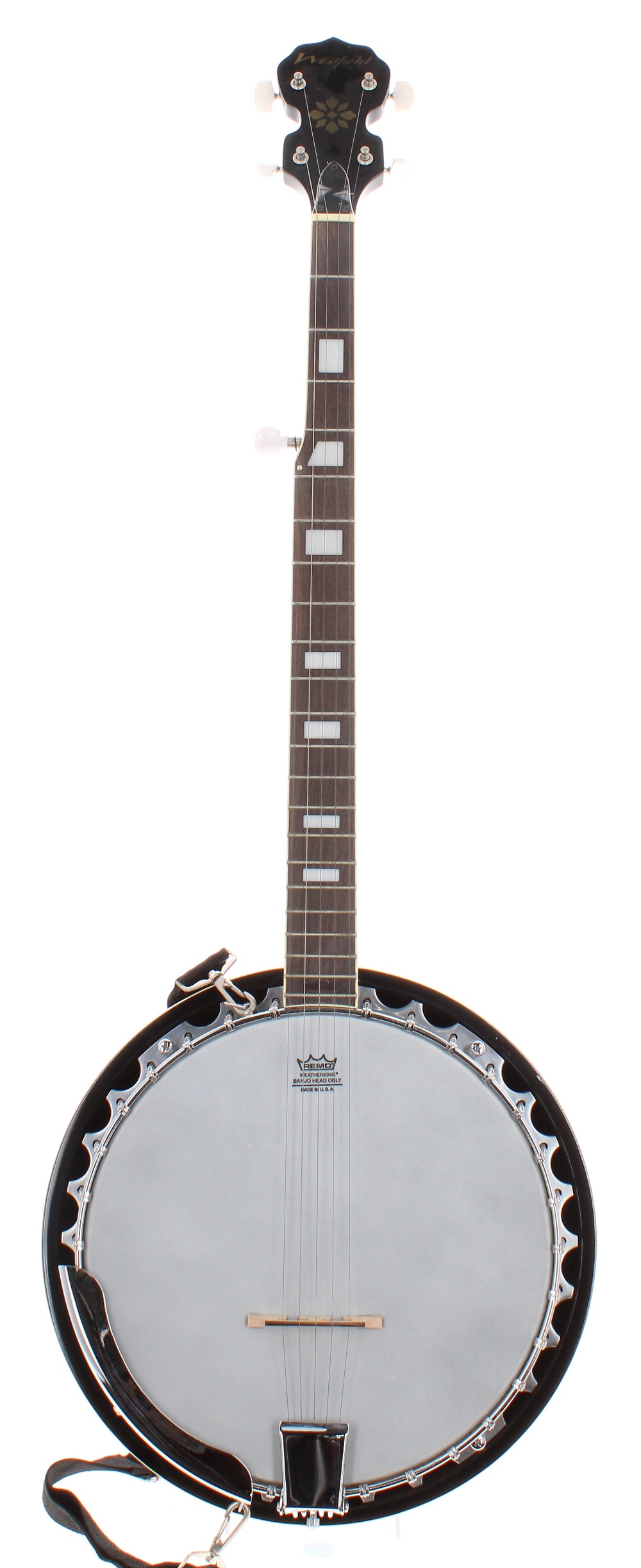 Westfield five string banjo, hard case