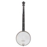 The Windsor Premier Model 3 five string banjo, the maple resonator inlaid with ebony lines, with