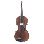 Early 20th century German three-quarter size violin, 13", 33cm, bow, case