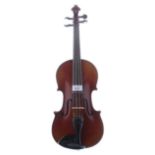 Early 20th century 7/8th size violin labelled Copie de Antonius Stradivarius ..., 13 11/16", 34.80cm