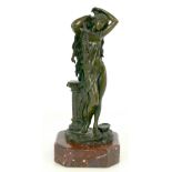 Bronze after the Antique - Greek goddess bronze statue modelled standing at a plinth and upon a