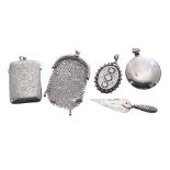 Late Victorian silver engraved vesta case, maker George Unite, Birmingham, 2.25", 1.1 oz t;