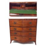 Good George III mahogany serpentine secretaire chest of drawers, the top with rosewood