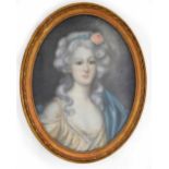 Continental School (19th century) - Portrait of a lady, head and shoulders, wearing a pink dress and