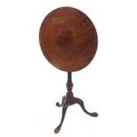 19th century circular tilt-top occasional tripod table, 22" diameter, 28" high