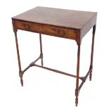 19th century mahogany side table, with a single frieze drawer upon slender turned supports united by