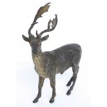 Cold painted bronze figure of a deer, 6" high