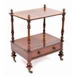 Victorian mahogany whatnot, the rectangular top raised on turned supports over an undertier and