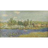 After Claude Monet - "The Scene at Vetheuil", large framed print under non-reflective glass, 17.3" x