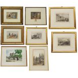 Eight assorted framed prints including Baxter prints (8)