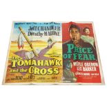 Tomahawk and the Cross - Jeff Chandler, and Price of Fear, a British quad double feature movie