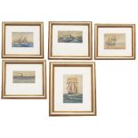 George Swift (fl 1948) - five marine related watercolours, 4.25" x 6" and various sizes (5)