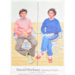 Exhibition advertisement poster for David Hockney Painting on Paper 2003 - featuring the portrait of