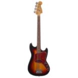 1978 Fender Musicmaster Bass guitar, made in USA, ser. no. S8xxxx6; Finish: sunburst, refinish, a