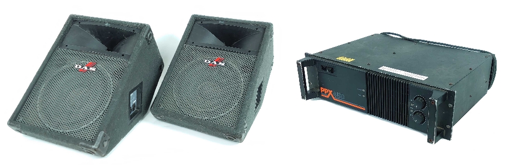 Pair of DAS PF-102 wedge speaker monitors; together with a Citronic PPX450 power amplifier