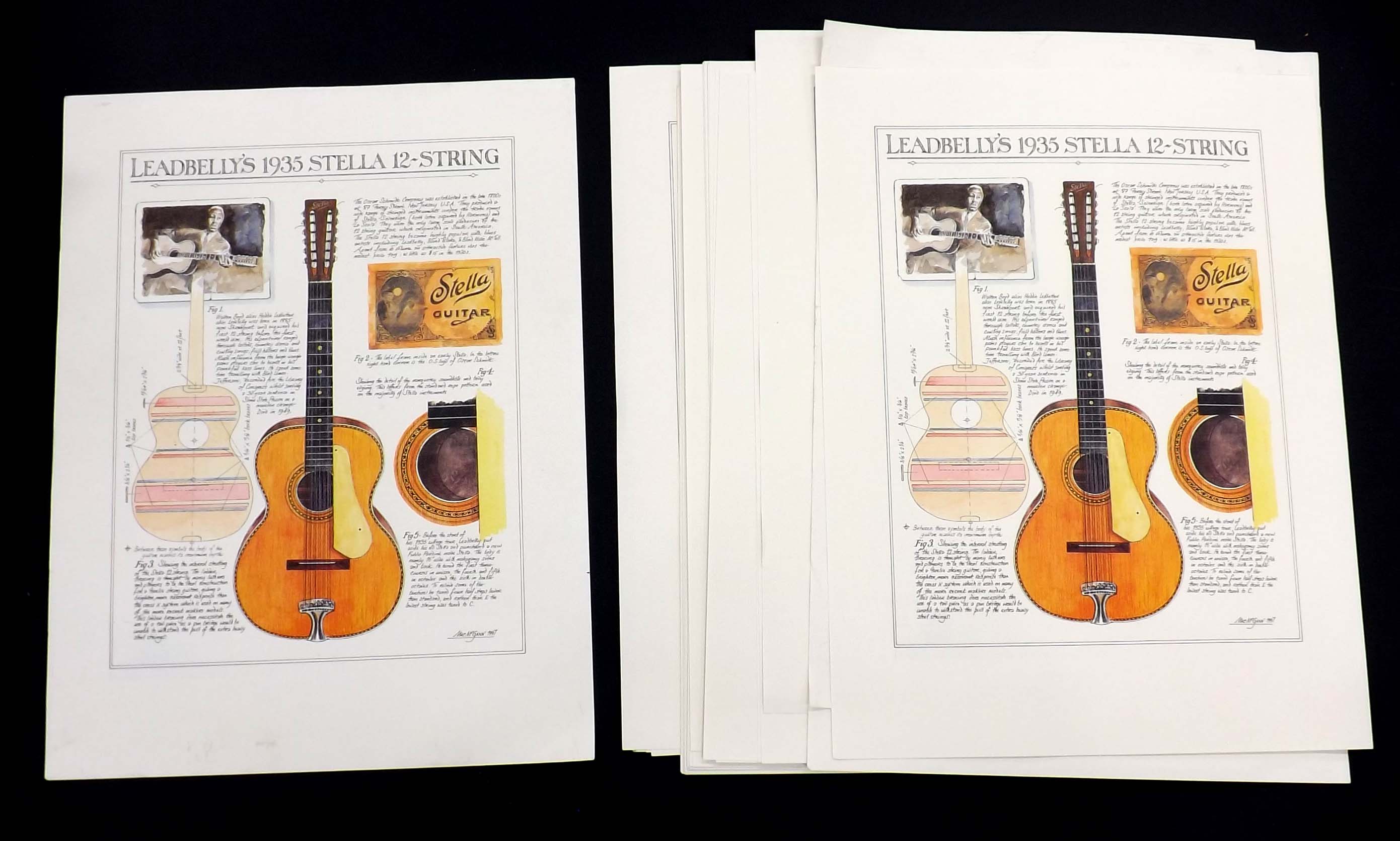 Large quantity of 'Leadbelly's' 1935 Stella 12-strings' posters, 23.25" x 17.75"