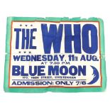 The Who - original concert poster for The Who at The Blue Moon, Cheltenham, Wednesday 11th August