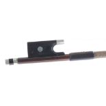 German nickel mounted violin bow by and stamped W. Seifert, the stick octagonal, the ebony frog