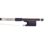 Silver mounted violin bow by and stamped Giorgio... Milano, the stick round, the ebony frog plain