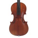 French violin labelled Leon Mougenot, Mirecourt, no. 3474, annee 1930, the two piece back of faint