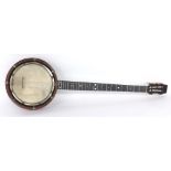Early 20th century five string zither banjo, soft bag