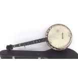 J.G. Abbott & Co no. 2 five string resonator banjo, with 11" diameter skin and 25" scale, hard case
