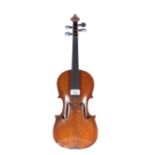 Early 20th century three-quarter size violin labelled Vincent Panormo..., 13 1/8", 33.30cm, with