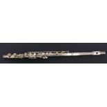 Rudall Carte & Co Radcliff Model silver plated flute, stamped Rudall Carte & Co, 23 Berners