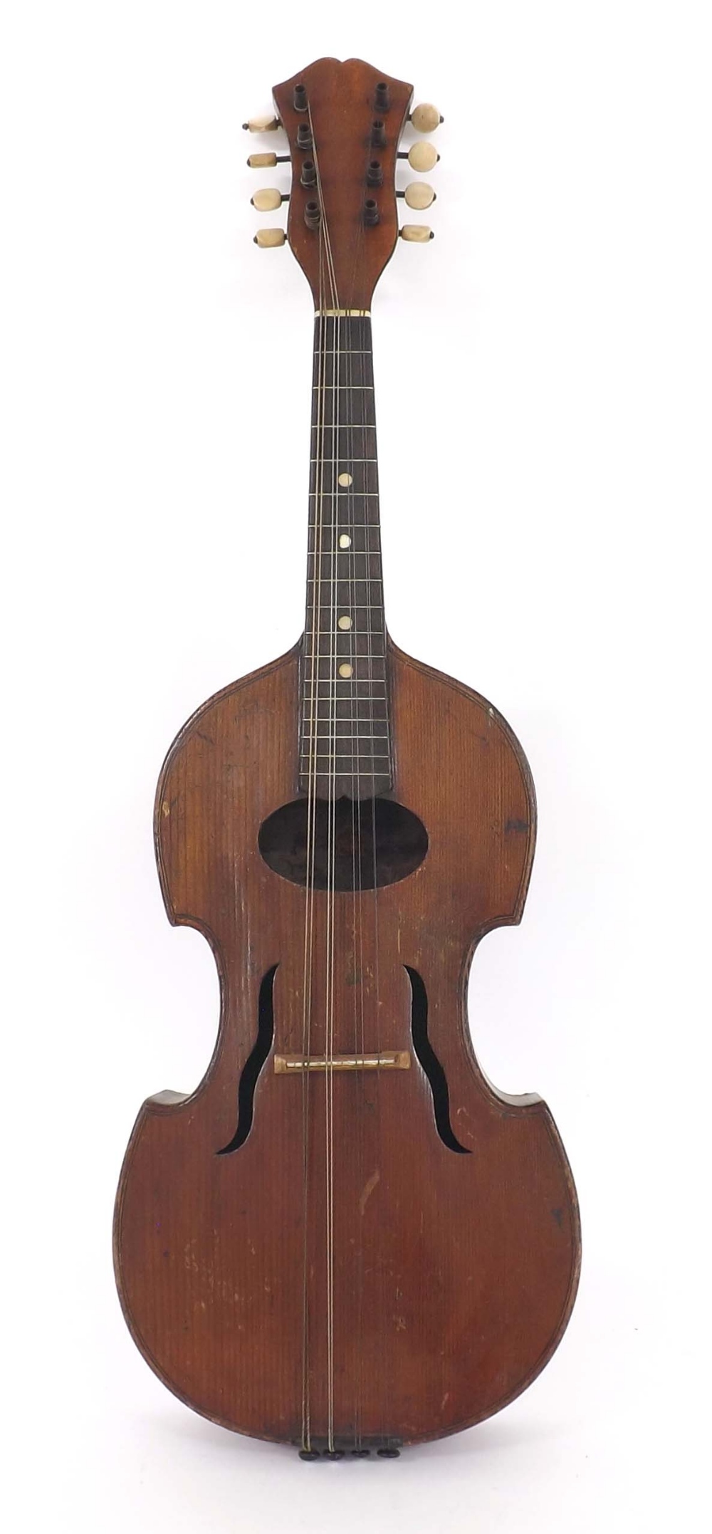 Rare and interesting viol da Gamba shaped mandolin, with indecipherable label which should read '