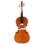 French three-quarter size violin labelled Charles Claudot, 13 5/16", 33.80cm