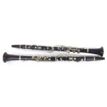French Thibouville Lamy clarinet in B flat; together with another B flat clarinet, within a double