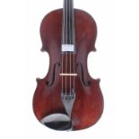 Neuner & Hornsteiner viola circa 1890, labelled Michael Poller..., the two piece back of faint