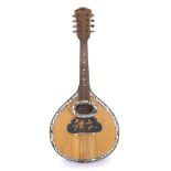 Flatback mandolin bearing a Rose & Co Bombay import label, soft bag (restorations)
