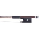French silver mounted composite violin bow, indistinctly stamped, the stick round, the ebony frog