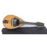 Flatback mandolin, circa 1910, with multi-section rosewood back, rosewood sides and spruce top,