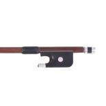 French silver mounted violoncello bow in the style of Henry circa 1860, with gooseneck head, the